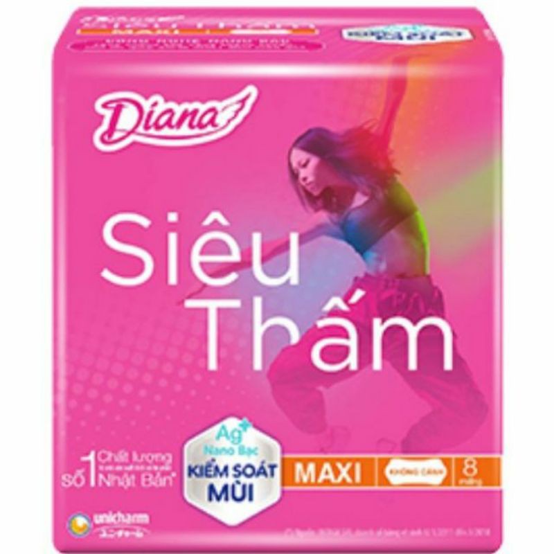 (Combo 6 gói)Băng vệ sinh DIANA siêu thấm siêu mỏng cánh 23cm (Gói 8 miếng)