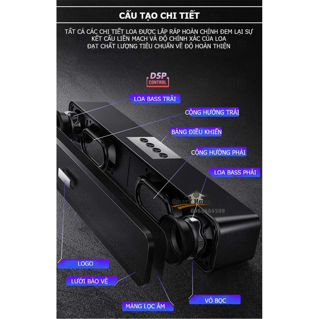 Loa bluetooth A36 - Công suất 15W - Màu Xám Trắng - Bass mạnh - Có hỗ trợ thẻ nhớ