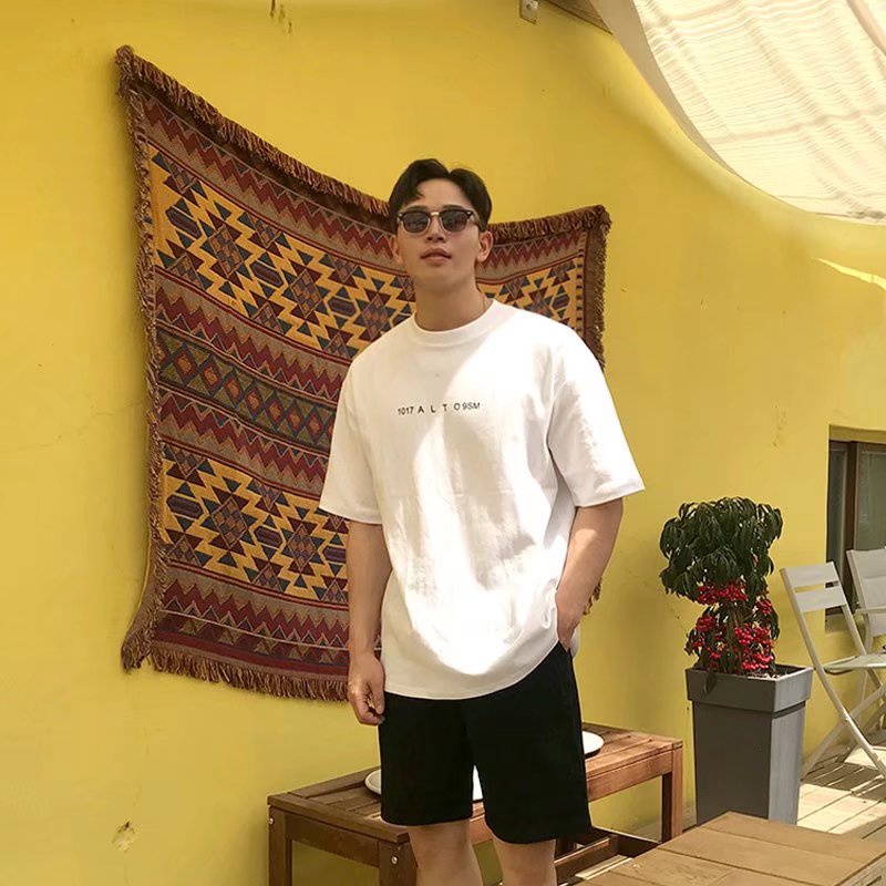 Áo Thun Tay Ngắn Dáng Rộng Cổ Tròn In Chữ Thời Trang Mùa Hè Cho Nam Và Nữ Size M-8XL