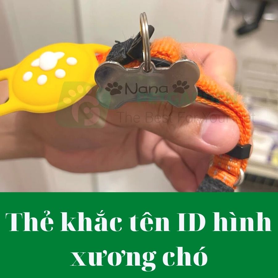 Thẻ Tên ID Thú Cưng - Bảng Tên ID Cho Chó Mèo Hình xương PetTag Petgarden (khắc laser theo yêu cầu)