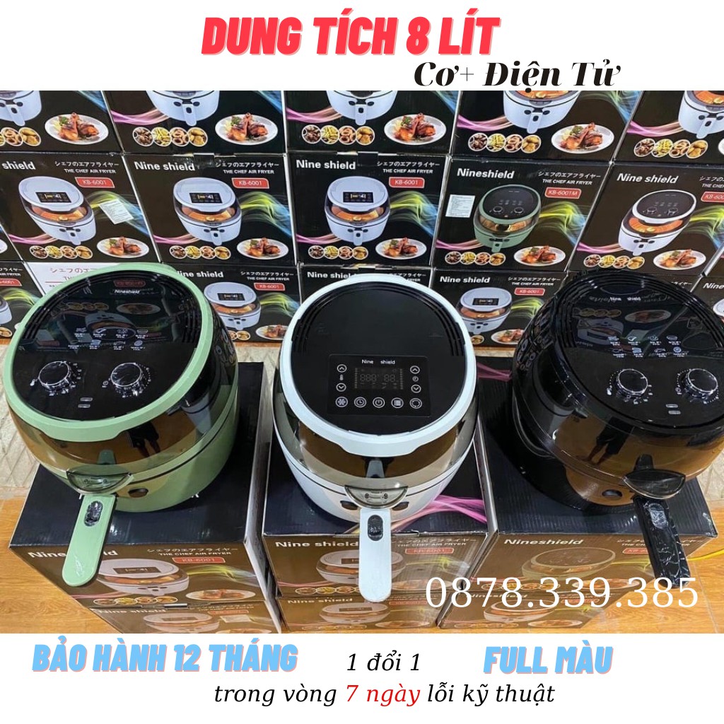 Nồi Chiên Không Dầu NINE SHIELD 8L-Nồi Nướng Thế Hệ Mới Nhất 2021-BH 12 Tháng