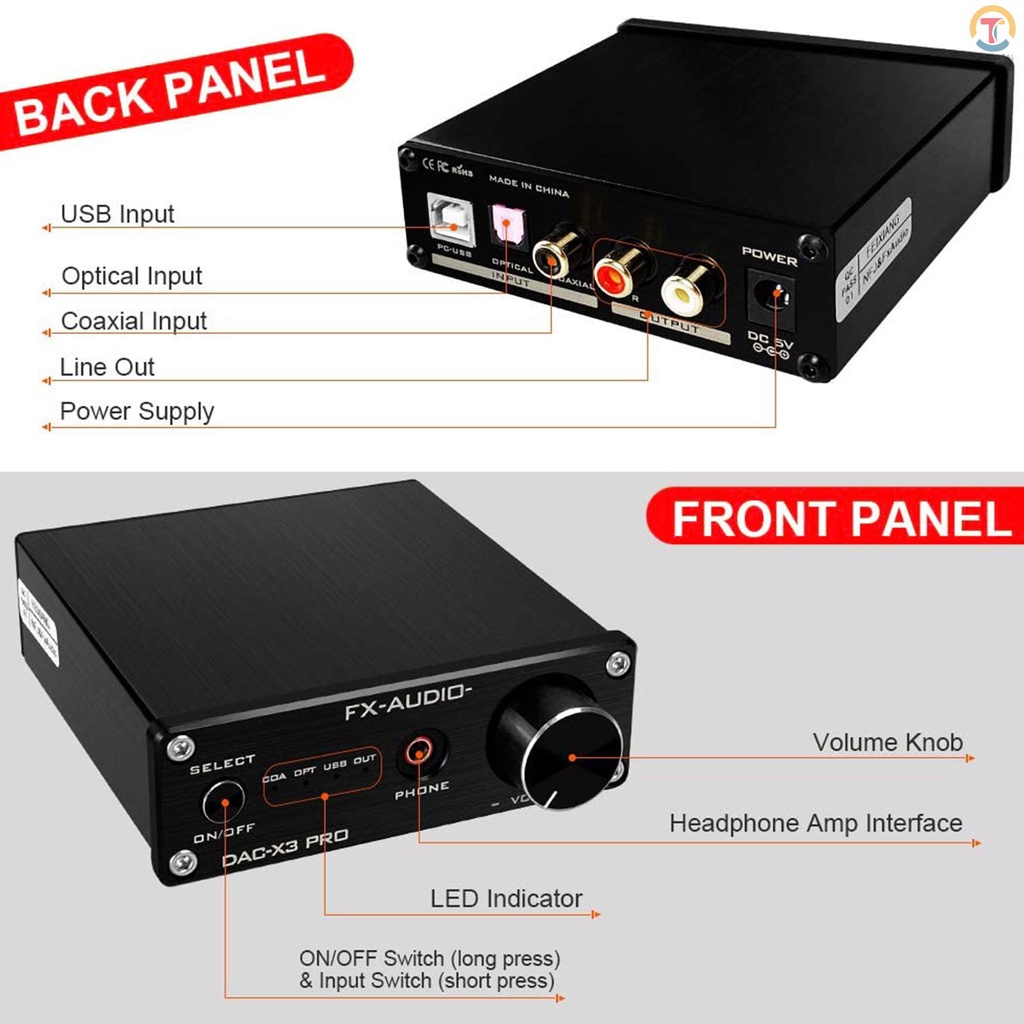 Bộ Khuếch Đại Âm Thanh Xe Hơi FX-Audio X3PRO DAC Kỹ Thuật Số Qua Analog Bằng PC-USB/USB/Coaxial DC5V EU Plug