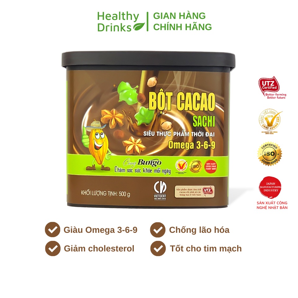 Bột Cacao Nguyên Chất Sachi Bungo TD - Hộp 500g - Premium UTZ