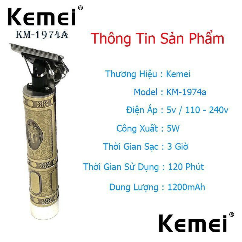 Tông đơ cắt tóc chuyên bấm viền tạo kiểu Kemei KM 1974A