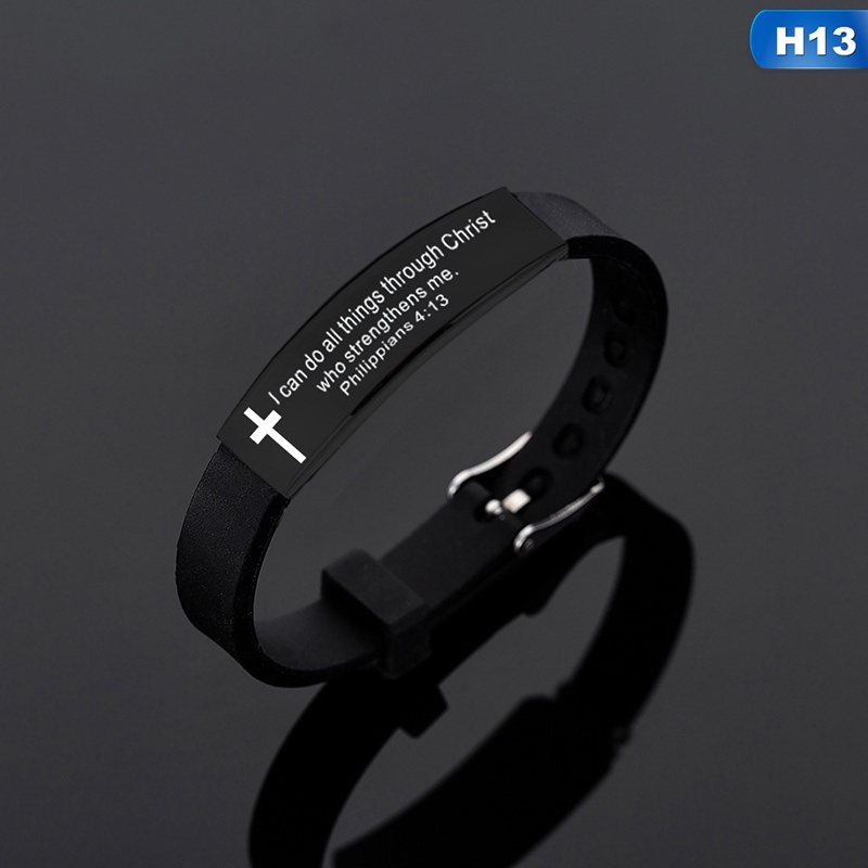 Bbyter Vòng Tay Silicone Khắc Chữ Thập Chúa Jesus Bằng Thép Titan