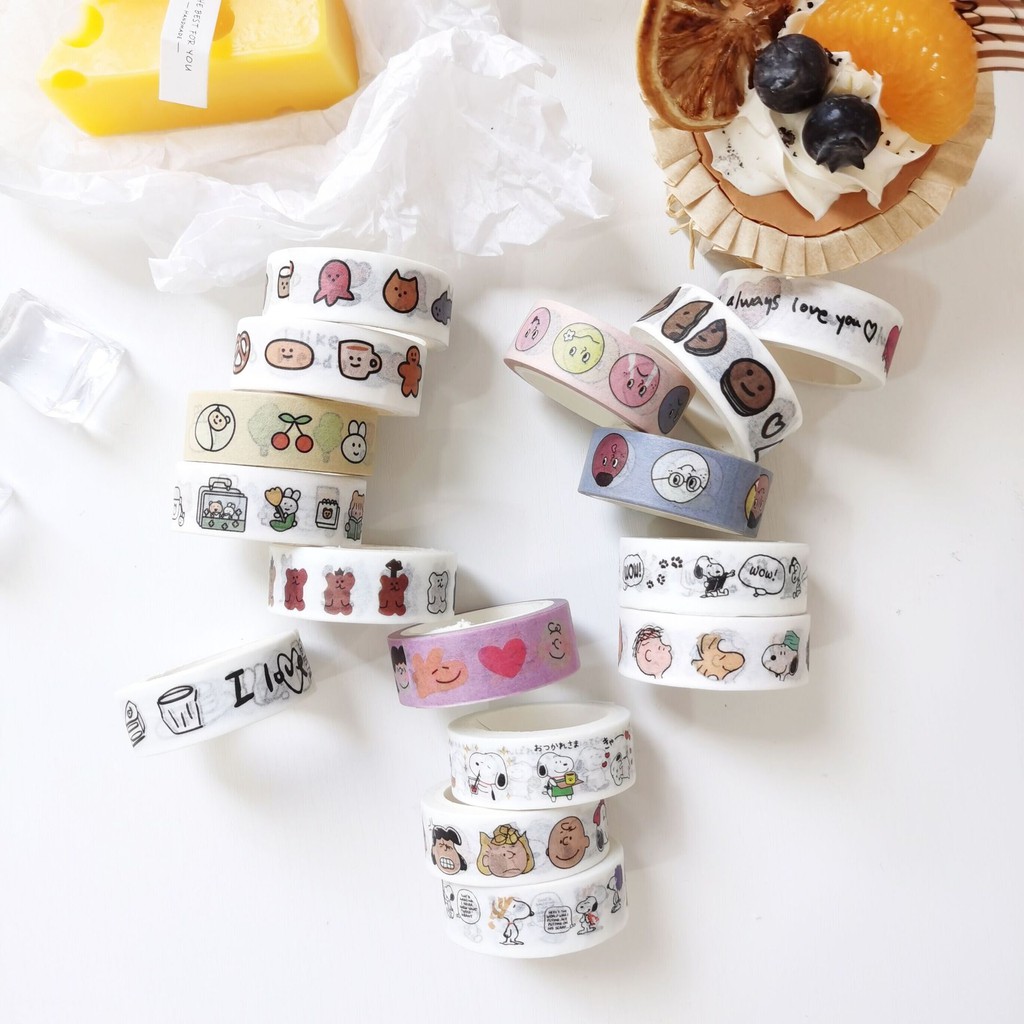 Washi tape cute HAKI, băng dính washi tape hoạt hình trang trí sổ đáng yêu dễ thương BD09