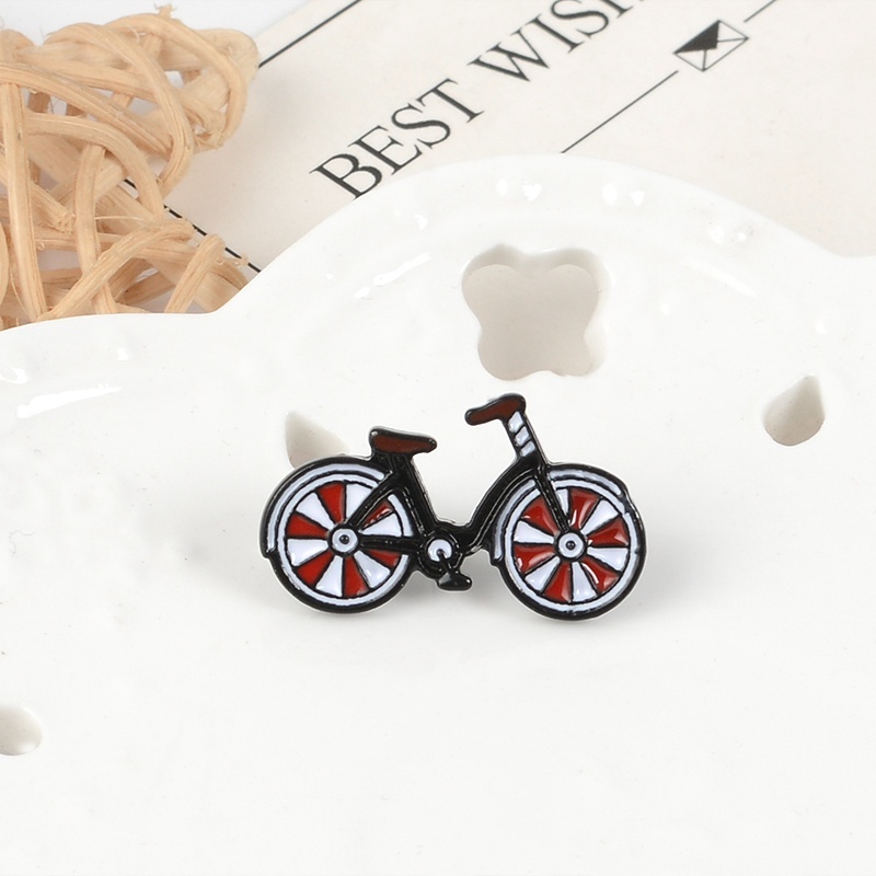 Ghim cài áo MISS ZOE hình xe đạp I Love My Red Bike Cyclists tráng men
