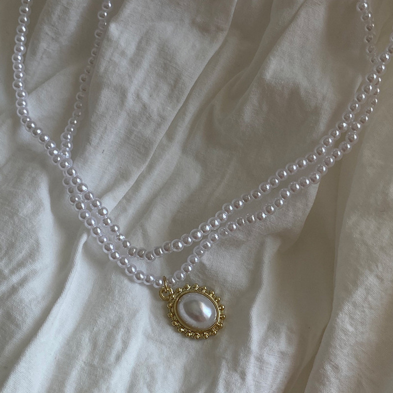 Dây Chuyền Hai Lớp Gắn Ngọc Trai Phong Cách Hàn Quốc 19804