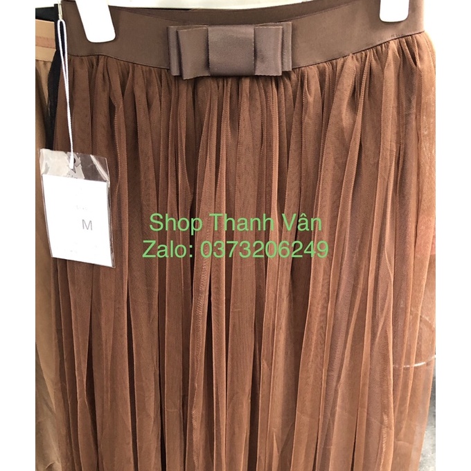 Chân váy xoè dáng dài chất von cạp đai nơ xinh xắn