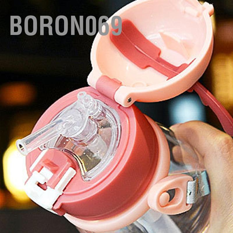 Boron069 Cốc nước Dung tích lớn Mùa hè Mẫu giáo Hình con hươu nhựa có ống hút cho trẻ em