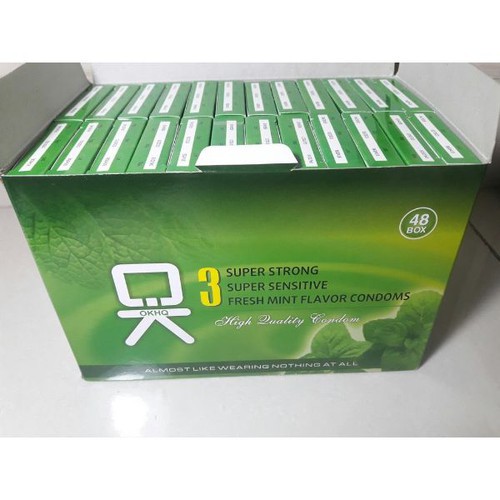  Bộ 1 hộp lớn bao cao su OK bạc hà mát lạnh 144 chiếc