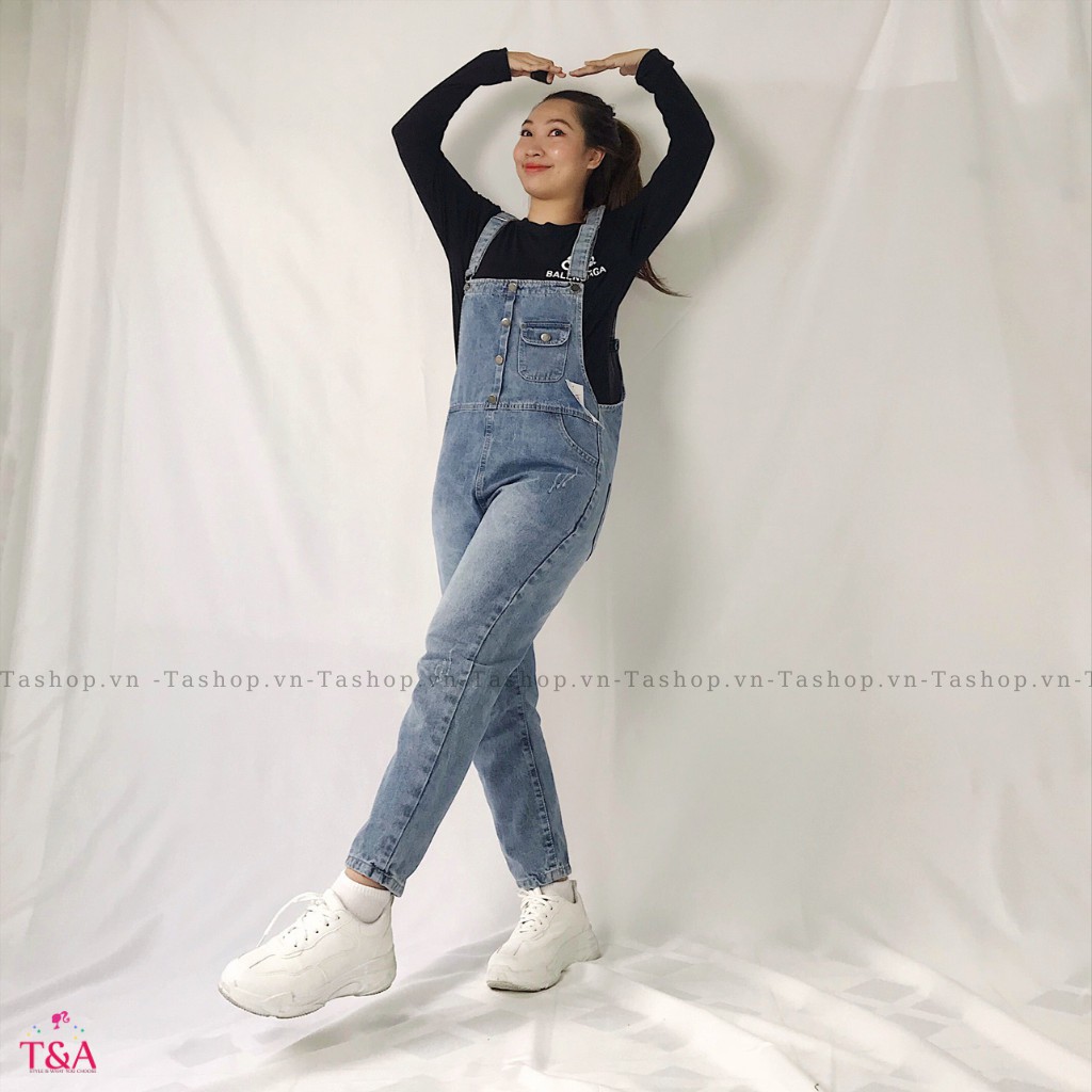 Quần Yếm Jeans Dài Nữ Chất Bò Phối Túi Kèm Cúc Trước Phong Cách Ulzzang Hàn Quốc - Tashopvn 424 | BigBuy360 - bigbuy360.vn