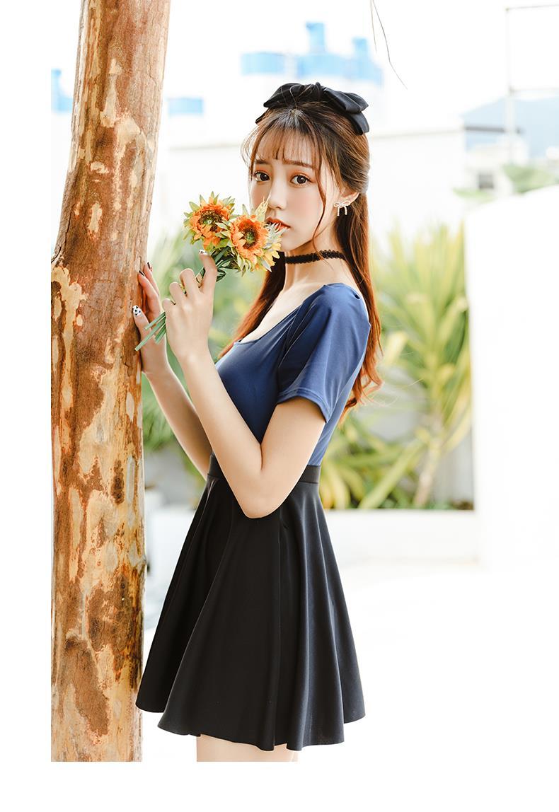 2021 new swimsuit female one-piece skirt retro conservative cover belly slimming Korean ins student hot spring swimsuit | BigBuy360 - bigbuy360.vn