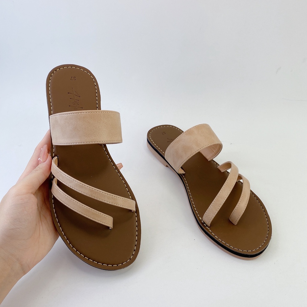 Dép nữ lê thấp dáng sandal đi biển quai ngang xỏ ngón đế bệt dây mảnh cao cấp chính hãng có Bigsize S035