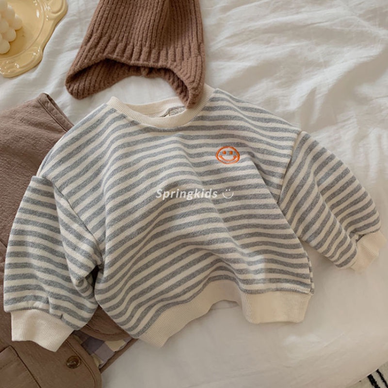 Áo Sweater kẻ sọc dáng rộng thời trang dành cho bé gái