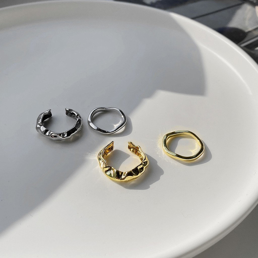 Set 2 Nhẫn Hở C104 Kiểu Dáng Đơn Giản Cá Tính Cho Nữ