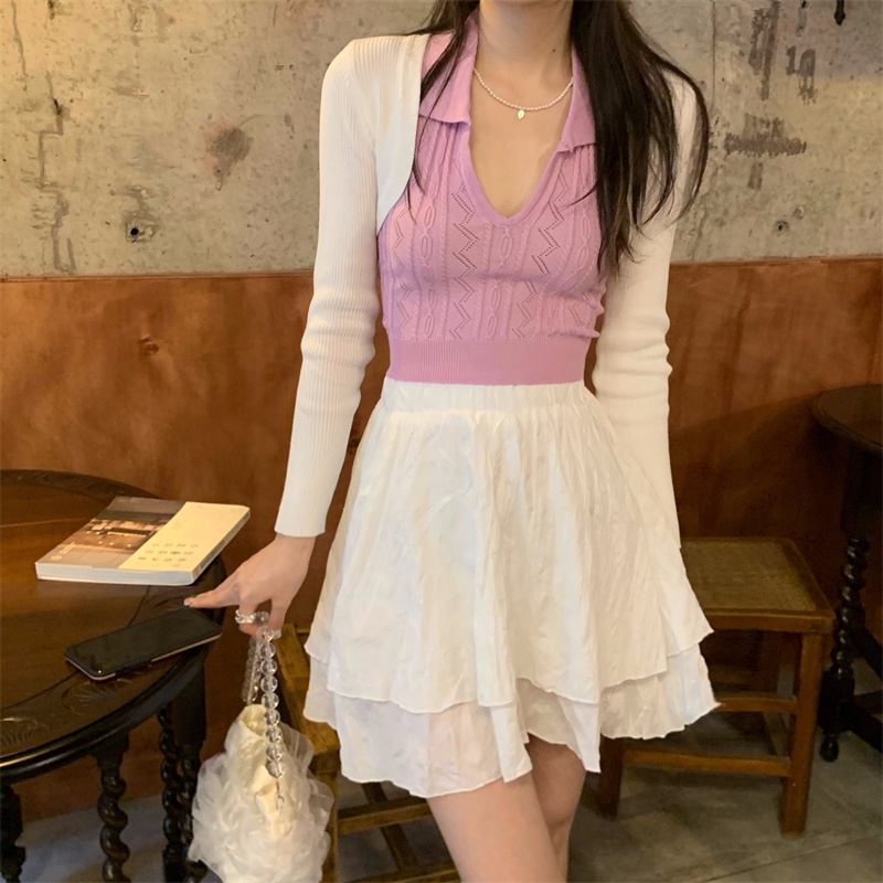 Cocory vn Áo croptop dệt kim  màu trơn không tay thời trang gợi cảm cho nữ