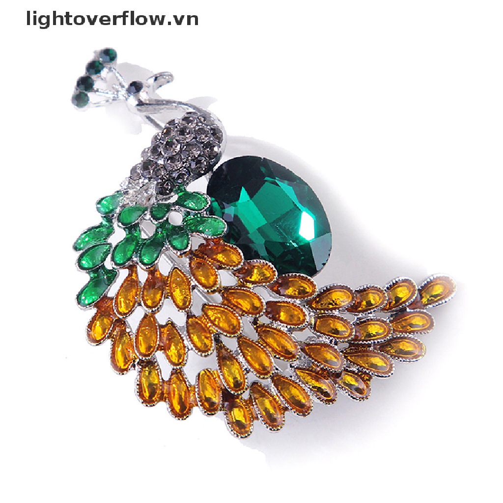 Ghim Cài Áo Hình Chim Công Đính Đá Sang Trọng