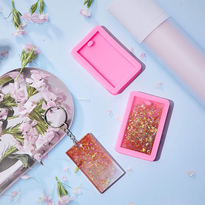 Khuôn Silicone Làm Móc Khóa DIY Hình Chữ Nhật