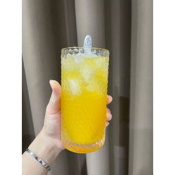 Bộ 6 cốc thủy tinh chịu nhiệt dáng thẳng viền vàng 6011PR