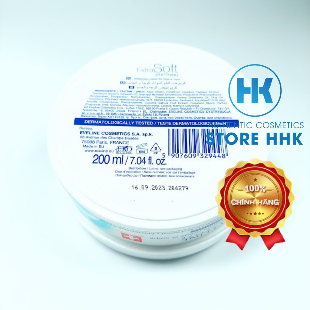 Kem dưỡng ẩm trắng da mặt và toàn thân Eveline Extra Soft Whitening 200ml-dưỡng ẩm tối đa | BigBuy360 - bigbuy360.vn