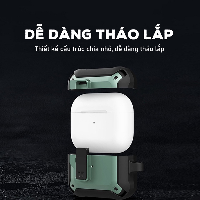 Vỏ Bảo Vệ Tai Nghe Airpod 1 2 3 Pro Mecha Có Khóa Chống Rơi Nắp Chất Liệu Nhựa TPU PC 2 Lớp Cao Cấp - Chinchin Case