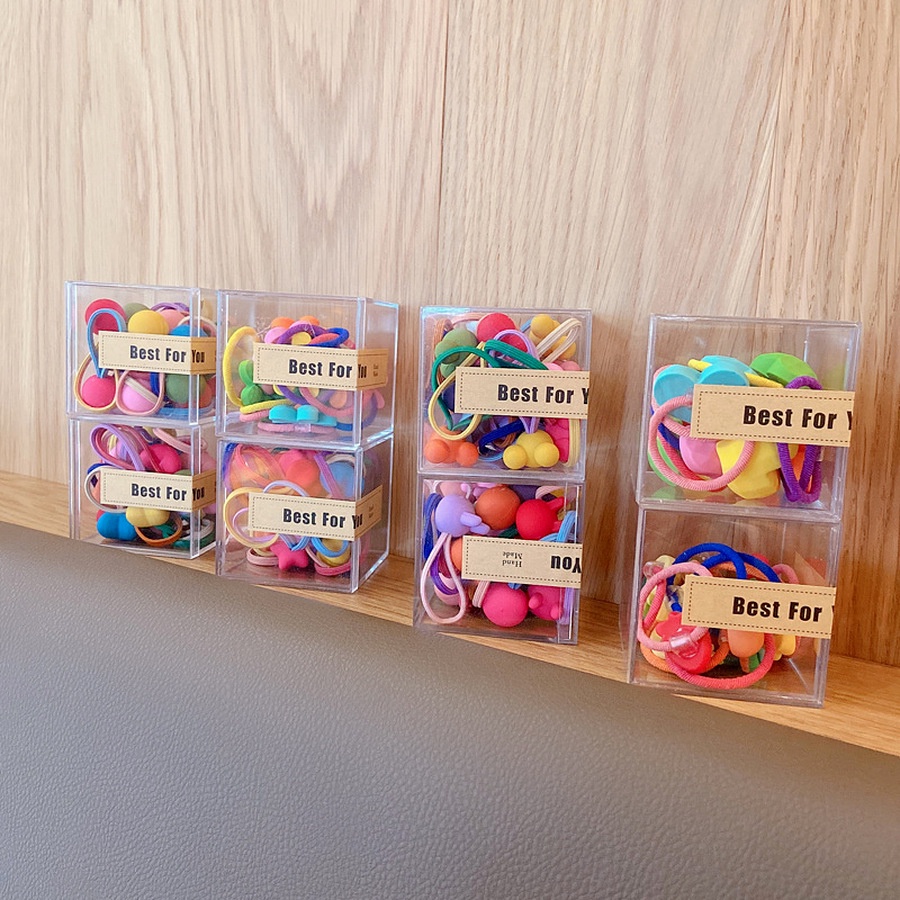 Set 10 dây buộc tóc co giãn họa tiết hoạt hình nhiều màu sắc phong cách Hàn Quốc