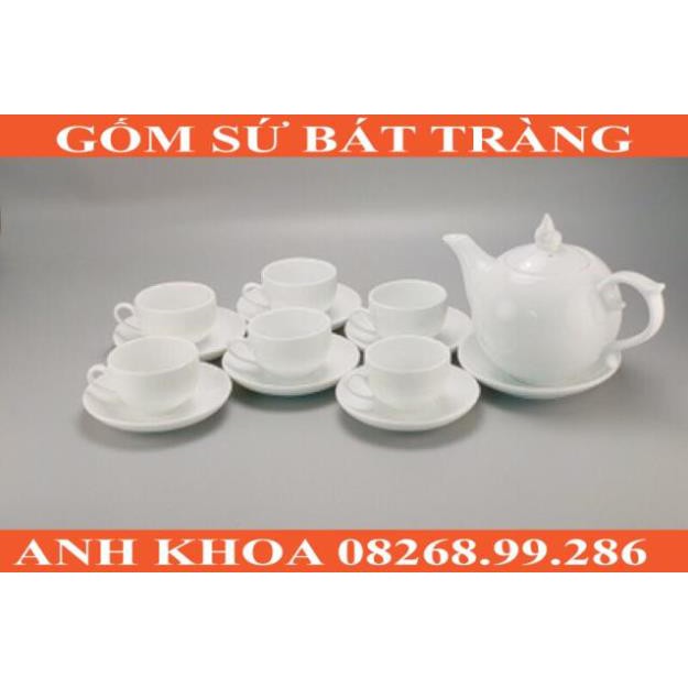 Ấm chén trắng Bát Tràng - Gốm sứ Bát Tràng Anh Khoa