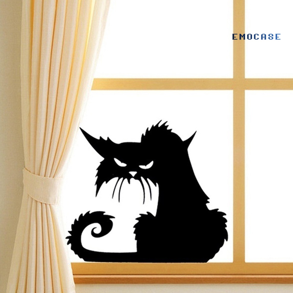 Đề Can Dán Tường / Cửa DIY Hình Mèo Đen Chống Nước Trang Trí Nhà Cửa