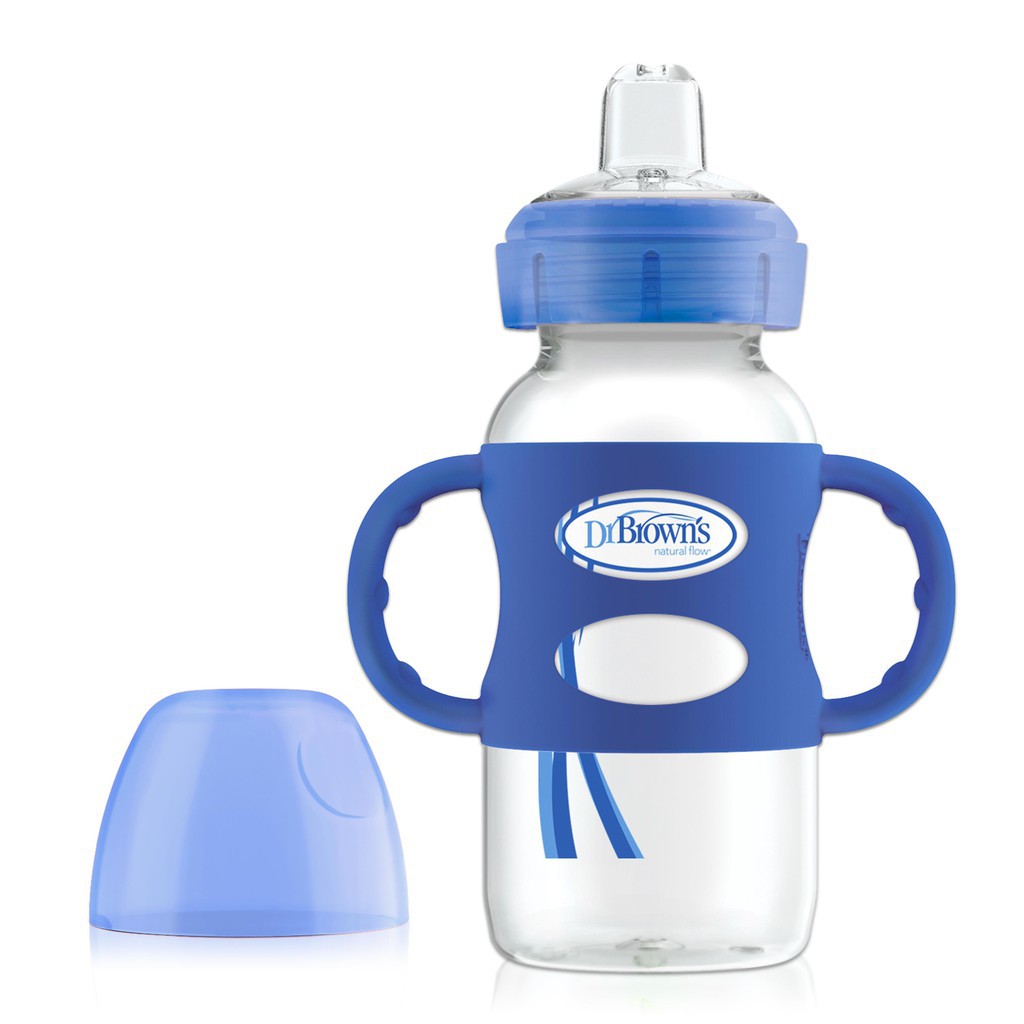 Bình sữa Dr Brown's hai tay cầm cổ rộng Option Plus Sippy 270ml-nhựa PP