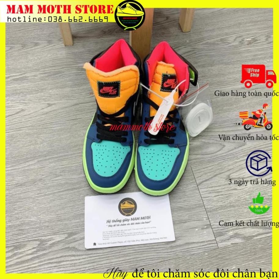 Giày jd, sneaker nam nữ, Air Jor dan 1 Mid SE Womens Lightbulb Shoes bảy màu cao cổ hang siêu cấp