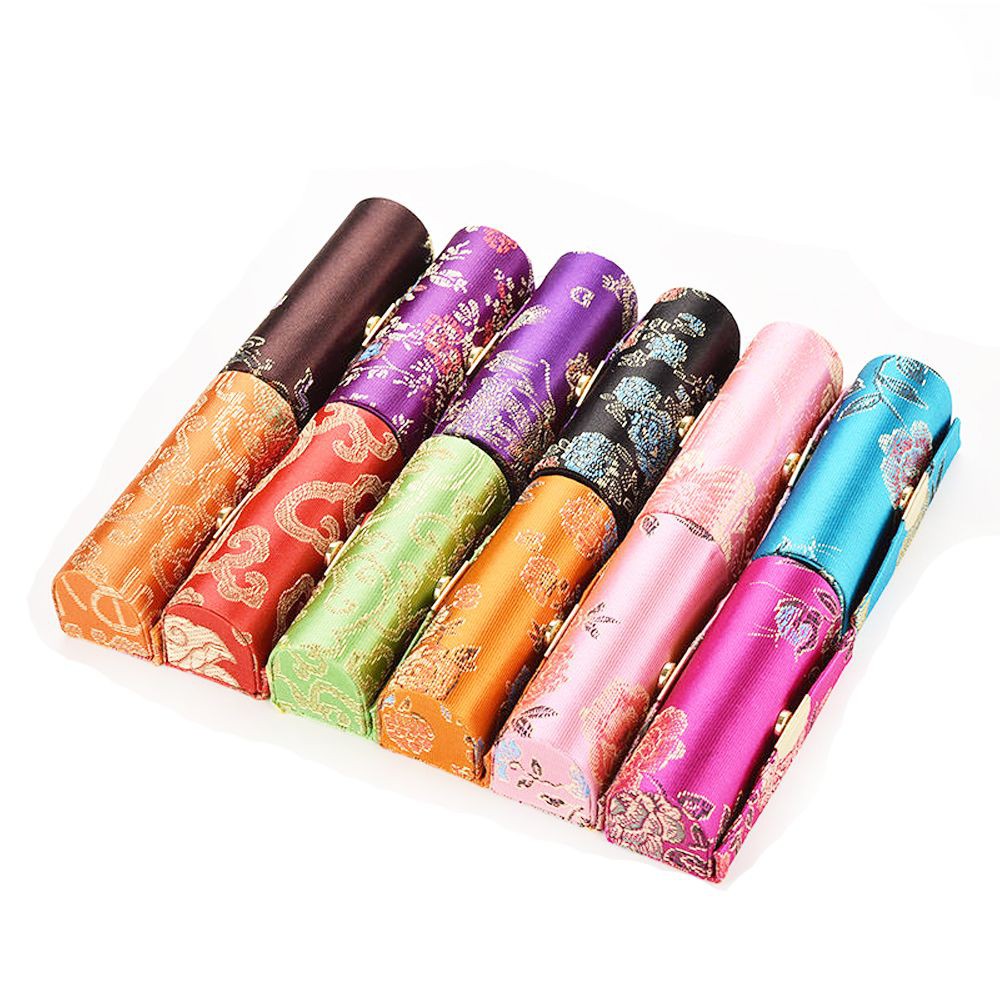 Hộp đựng son môi chất liệu vải lụa satin 9*3.5*3cm có gương tiện dụng