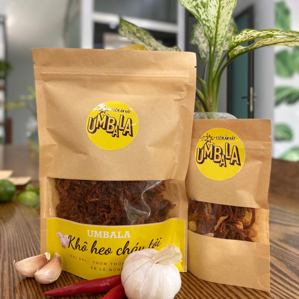[BEST SELLER]  100g Khô heo cháy tỏi dạng túi zip ngon nhức nách ăn vặt Umbala | BigBuy360 - bigbuy360.vn