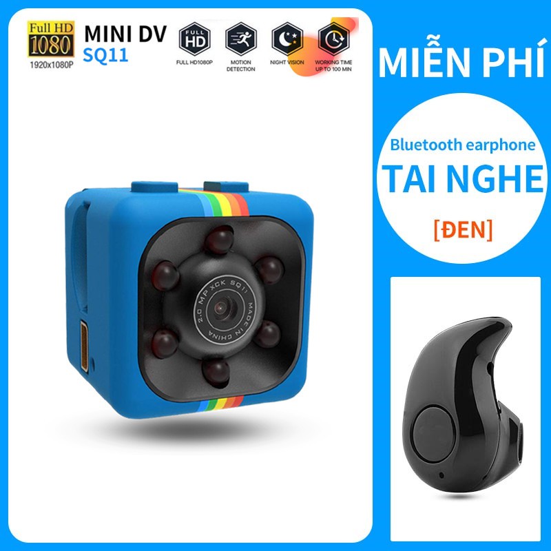 【Tai nghe bluetooth mini miễn phí】Webcam HD mini SQ11 chống rung chống nước