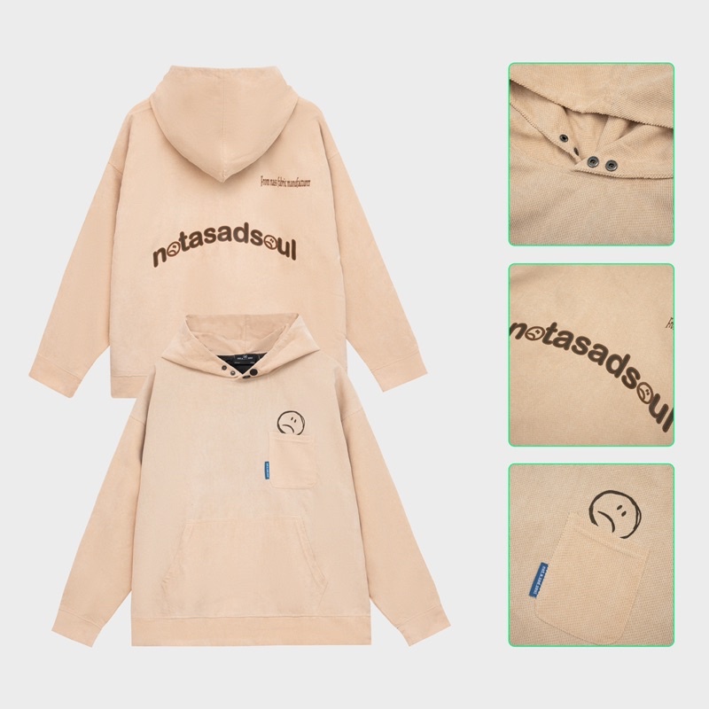 Áo khoác hoodie nút bấm có túi NASS