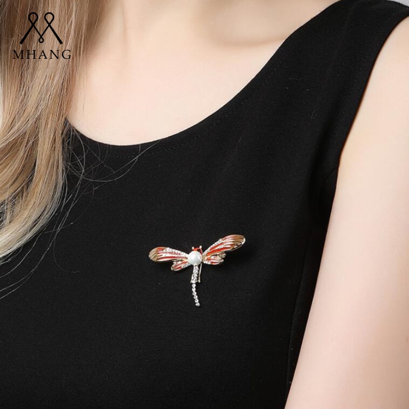 Trâm Cài Áo Hình Chuồn Chuồn Đính Ngọc Trai Sang Trọng