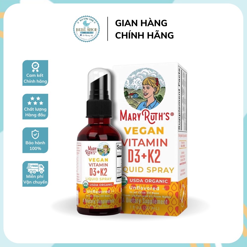 XỊT VITAMIN D3 K2 ORGANIC MARY RUTH'S CHO BÉ TỪ  6 THÁNG