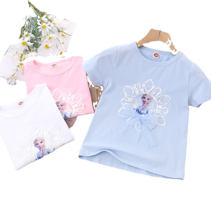 Áo Thun Mỏng Cổ Tròn Ngắn Tay Thời Trang Mùa Hè Hàn Quốc Dành Cho Bé Gái 2022