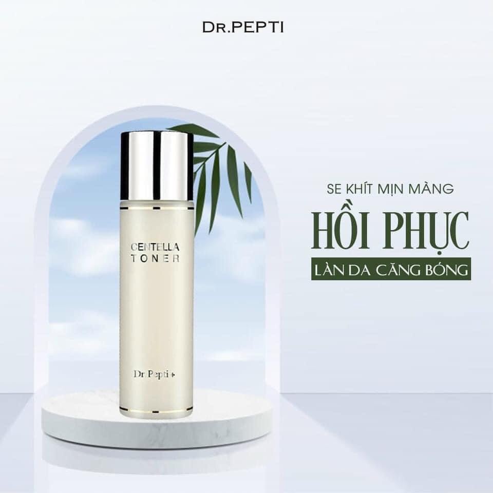 Nước thần siêu săng bóng Centella Toner - Dr.Pepti Hàn Quốc 180ml, dưỡng da căng bóng mịn màng