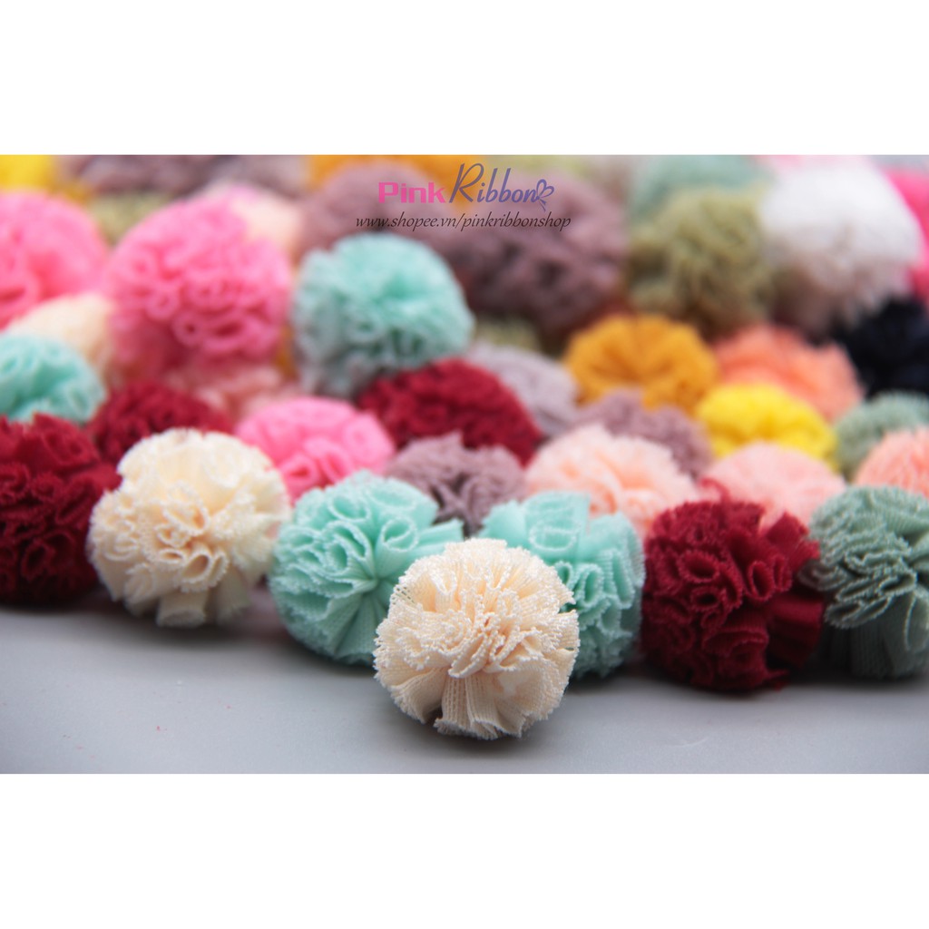 [SET 5 CÁI] Pompom các màu cỡ 2.5cm làm phụ liệu thời trang, may mặc