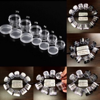 Tbinh hủ nhựa trong suốt, nắp đen, nắp trắng- hủ nhựa nhỏ 3gr/ 5gr/ 10gr/ 20gr/ 30gr/ 50gr- hủ nhựa cứng đựng mĩ phẩm hủ