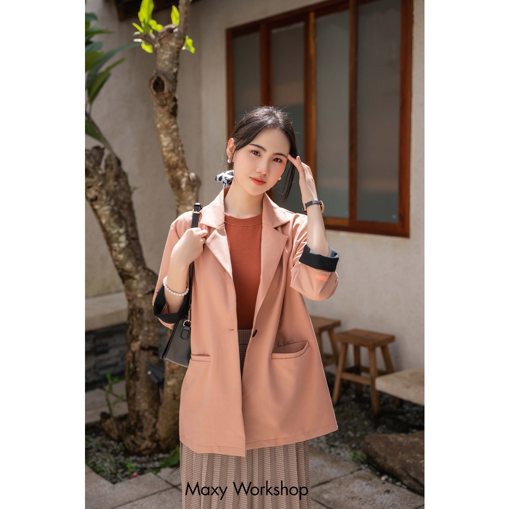 Áo khoác blazer phong cách Hàn Quốc nude blazer Maxy Workshop