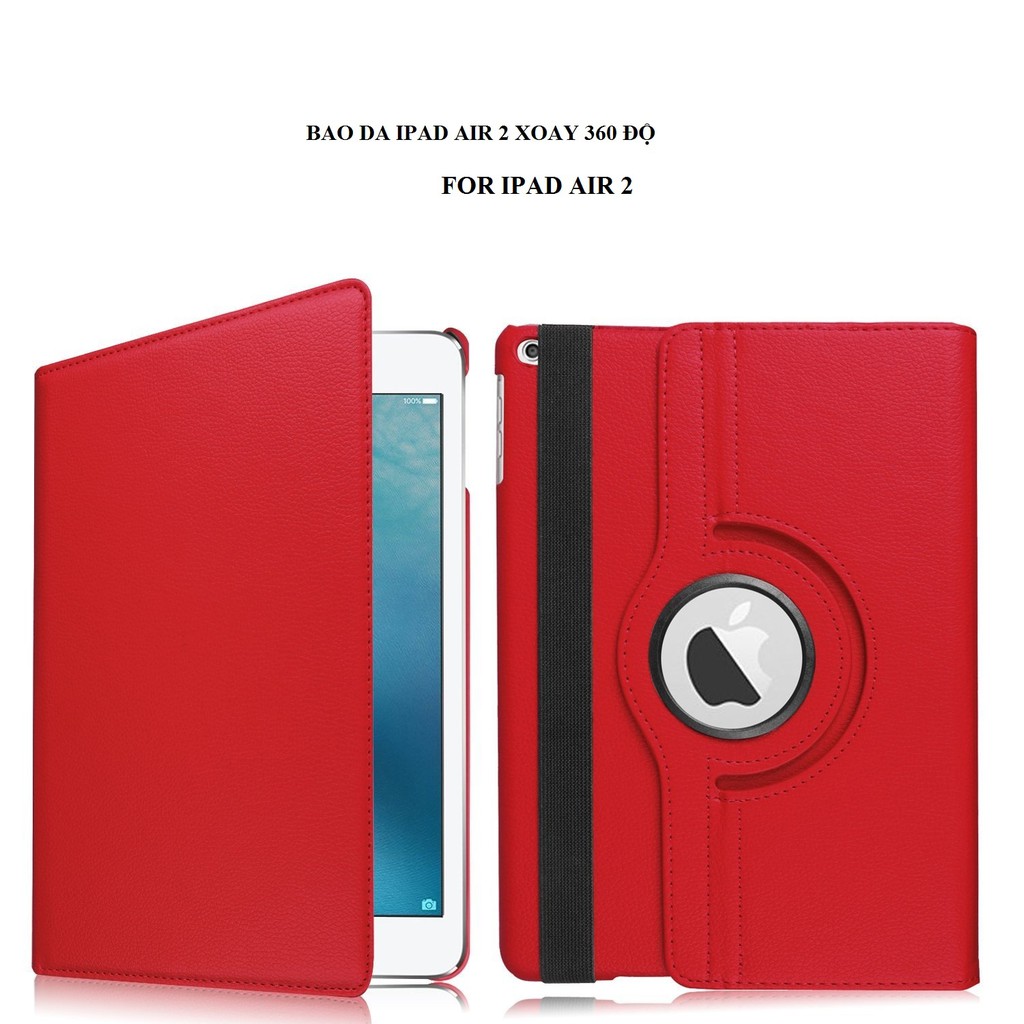 Bao da IPad Air 2 iPad 6 xoay 360 độ (ĐỎ) - Hàng nhập khẩu - TẶNG KÈM BÚT CẢM ỨNG | BigBuy360 - bigbuy360.vn
