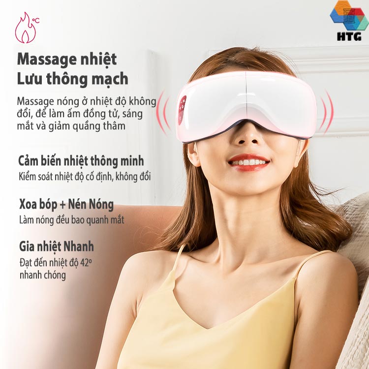 Máy Massage Mắt LEK-H8 Với 8 Chế Độ Độc Lập, Xoa Bóp Và Rung Cùng Bluetooth Phát Nhạc, Mát Xa Nóng Nhiệt Lưu Thông