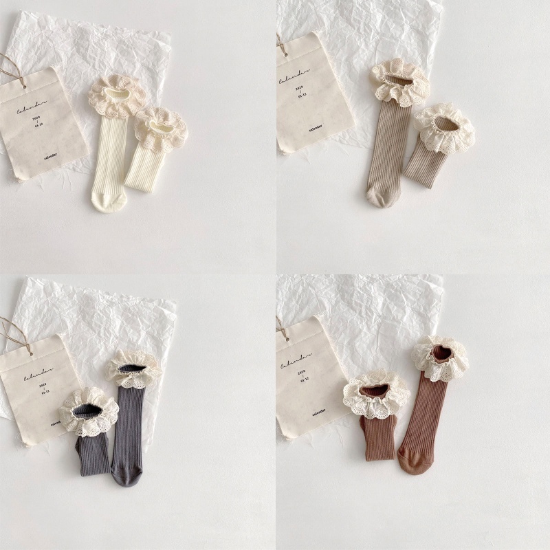 Set 4 Đôi Vớ Dài Qua Gối Bằng Vải Cotton Nhiều Màu Sắc Dành Cho Trẻ Em