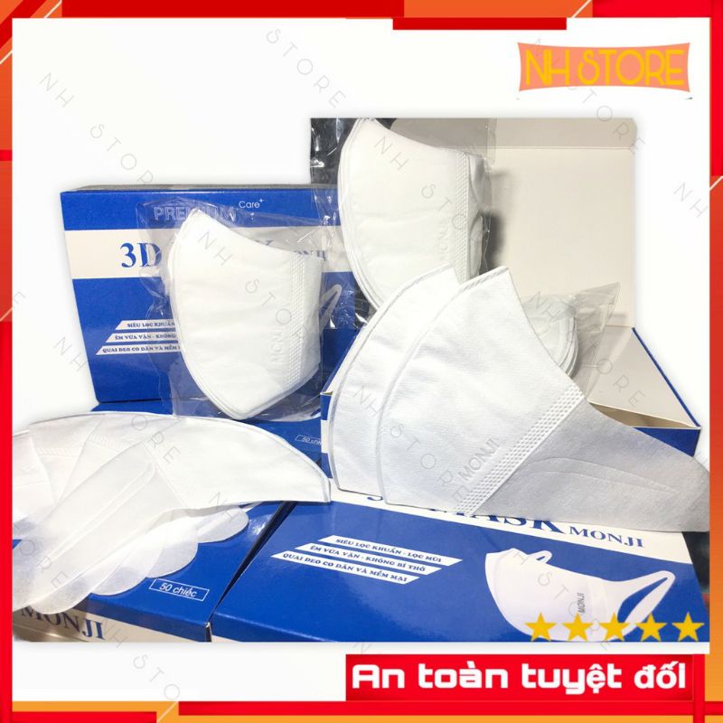 (RẺ NHẤT hộp 50c)Khẩu trang 3D Mask Monji công nghệ dập Nhật Bản hộp 50 cái - Hàng Chính Hãng công ty Trung Hiếu