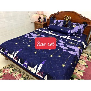 Chăn Hè Trần Bông Hai Mặt HCM HOA XANH NỀN TRẮNG COTTON POLY