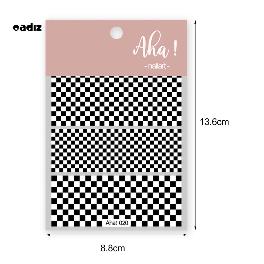 [Hàng mới về] Miếng dán trang trí móng tay họa tiết caro màu sắc tương phản thời trang cho nữ