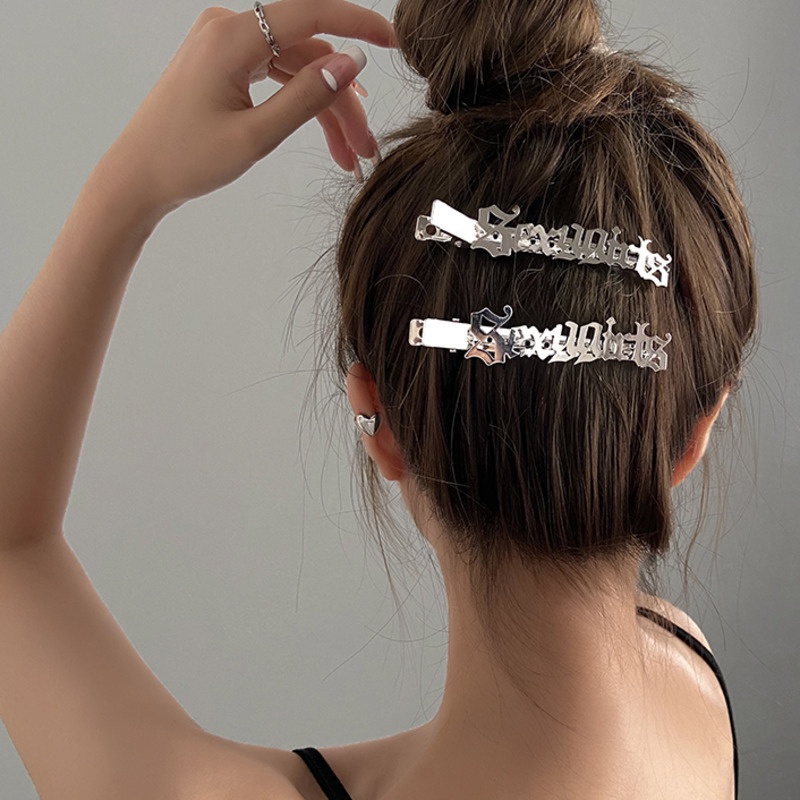Kẹp tóc kim loại hình chữ cái phong cách Hàn Quốc
