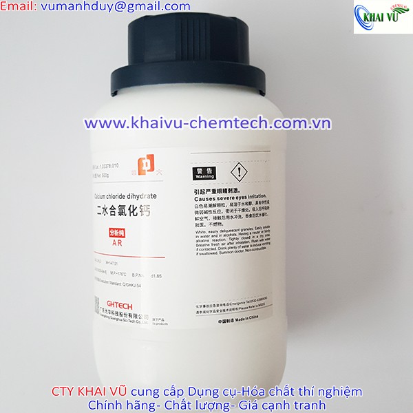 Calcium chloride dihydrate CaCl2 .2H2O lọ 500g canxi clorua TINH KHIẾT